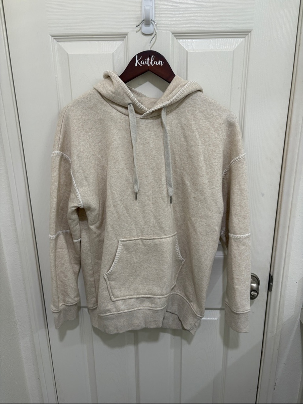 Woman’s Beige Pullover Hoodie - Soft Casual Sweatshirt